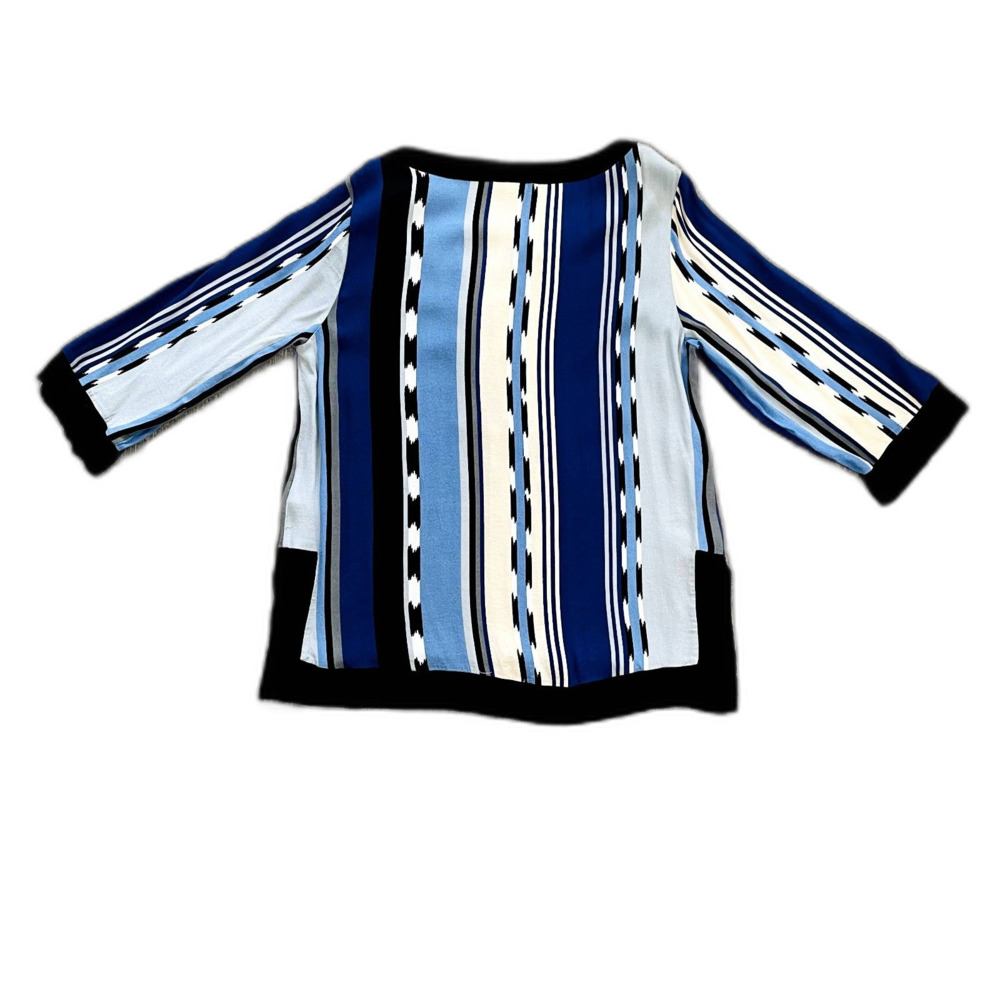 Ella Moss Blue & Black Print Tunic Blouse Size L - Picture 6 of 12